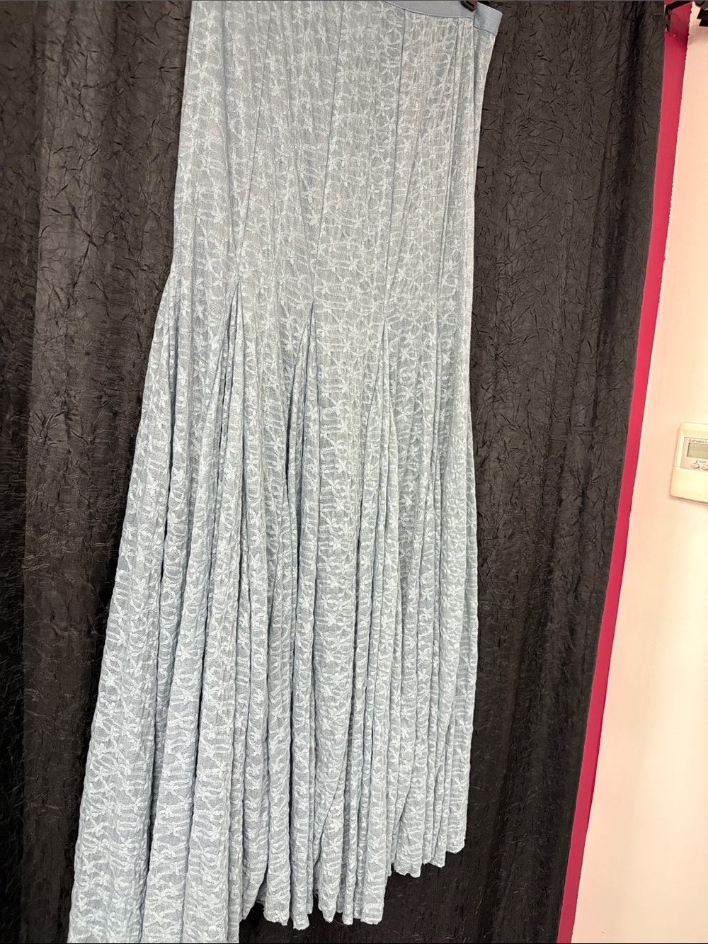 Light Blue Patterned Women's Maxi Skirt